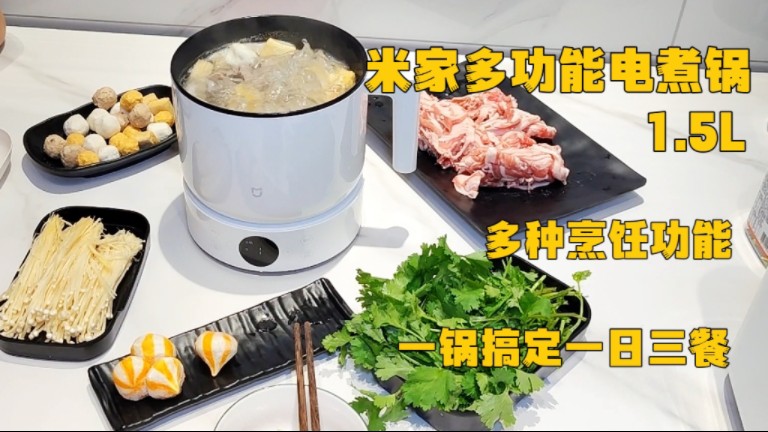 米家多功能电煮锅1.5L多种烹饪功能，一锅搞定一日三餐。