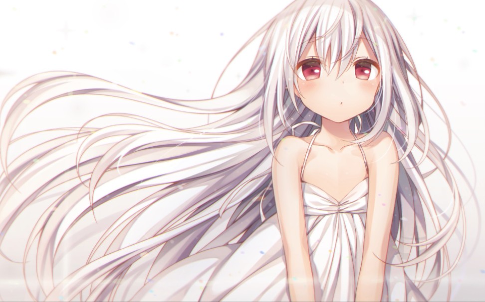 Anime girls with long white hair
