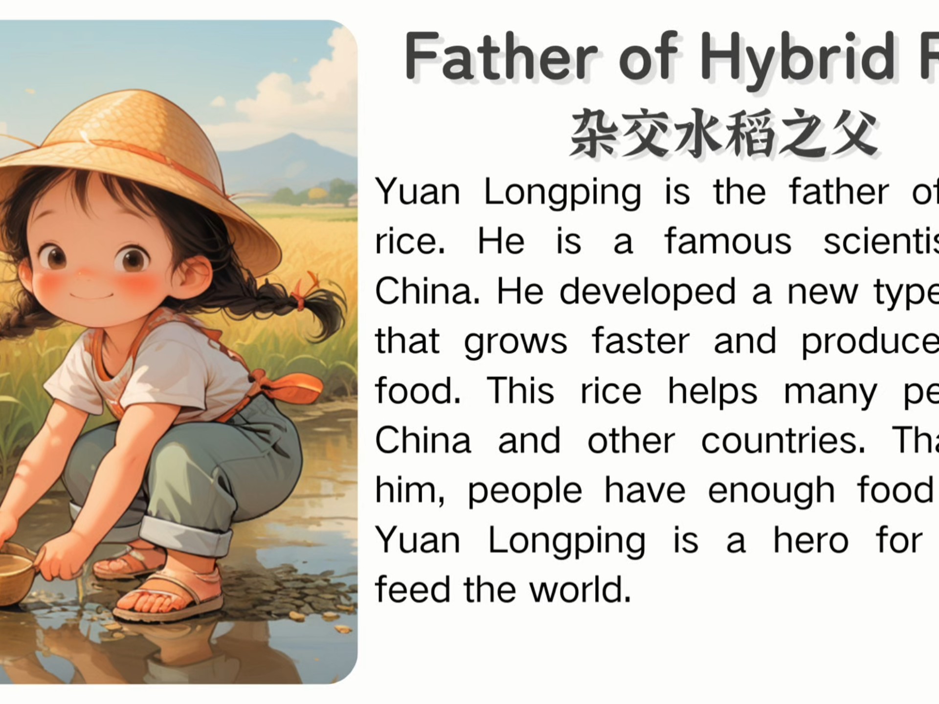 英语短文听读100天打卡计划｜杂交水稻之父