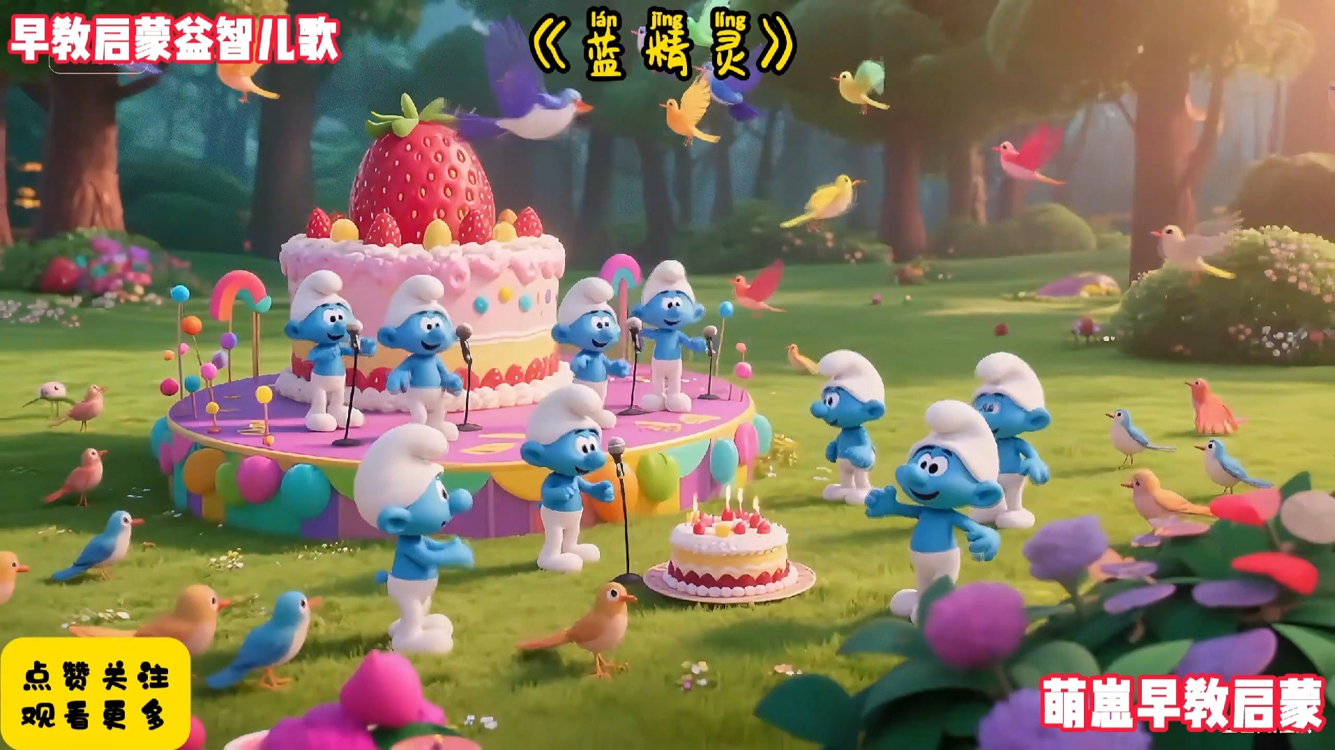 儿歌300首连续播放《蓝精灵》完整版早教儿歌动画最火AI视频宝宝爱看