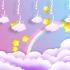 六一儿童节舞台背景——4K卡通唯美云朵彩虹动态星星粒子背景视频