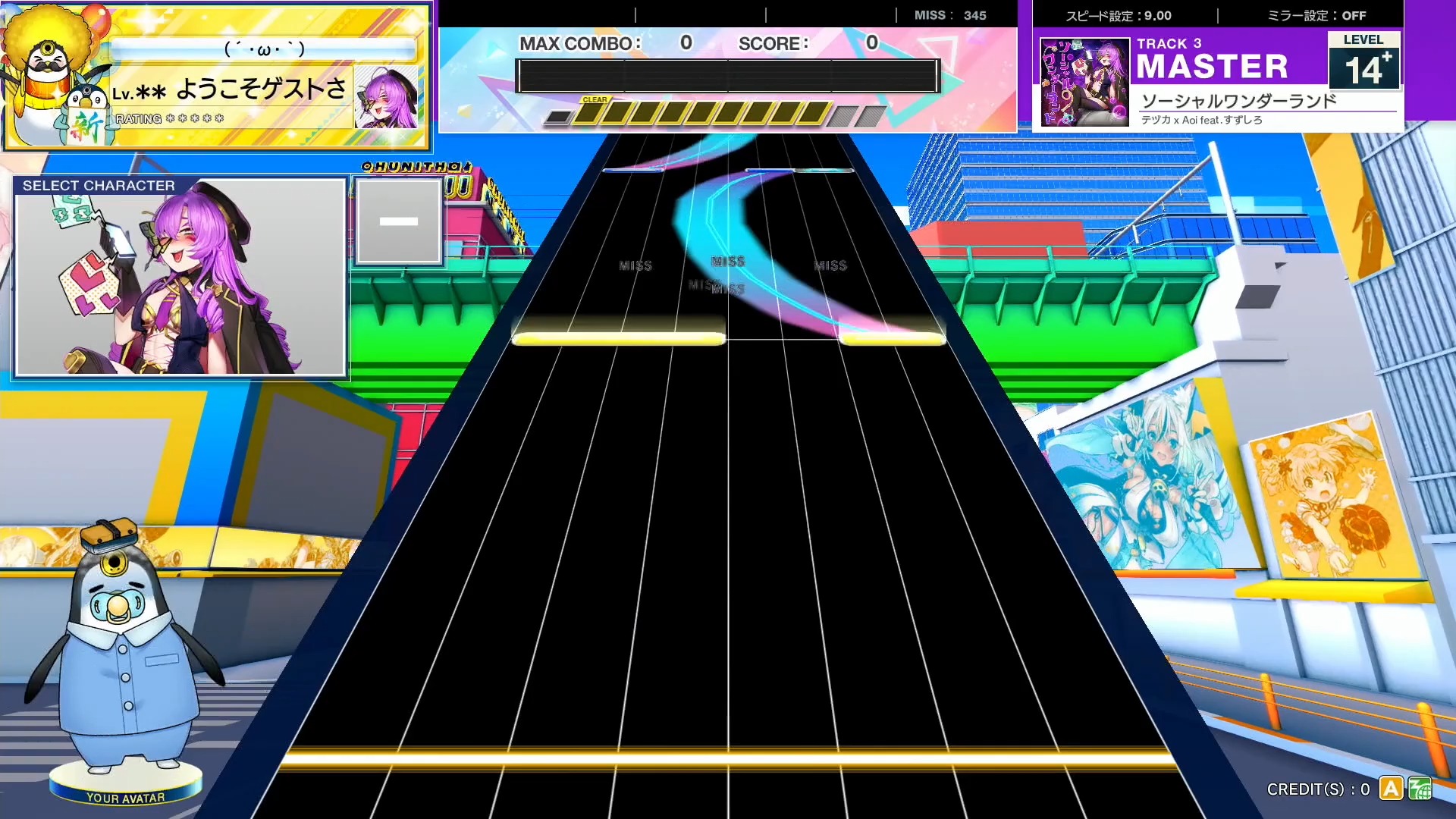 【CHUNITHM/中二节奏】谱面确认 ソーシャルワンダーランド [MASTER 14+] (流速9.0)