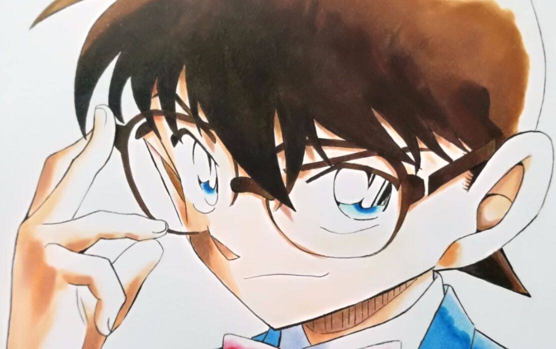 手绘柯南画的是漫画风格的