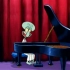 章鱼哥弹钢琴，但他弹起了深红模糊的早晨
