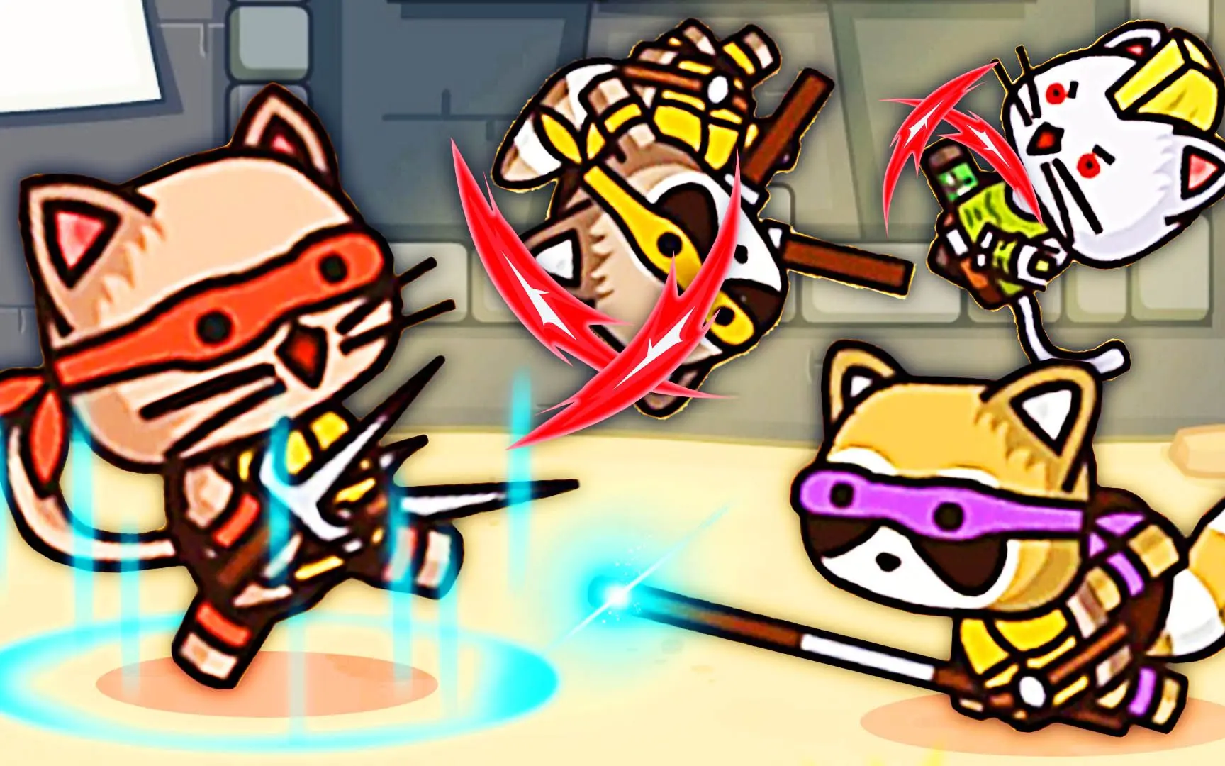 小猫突击队 参加武林大会,师傅被几根浣熊干脆面干趴 桃子精解说