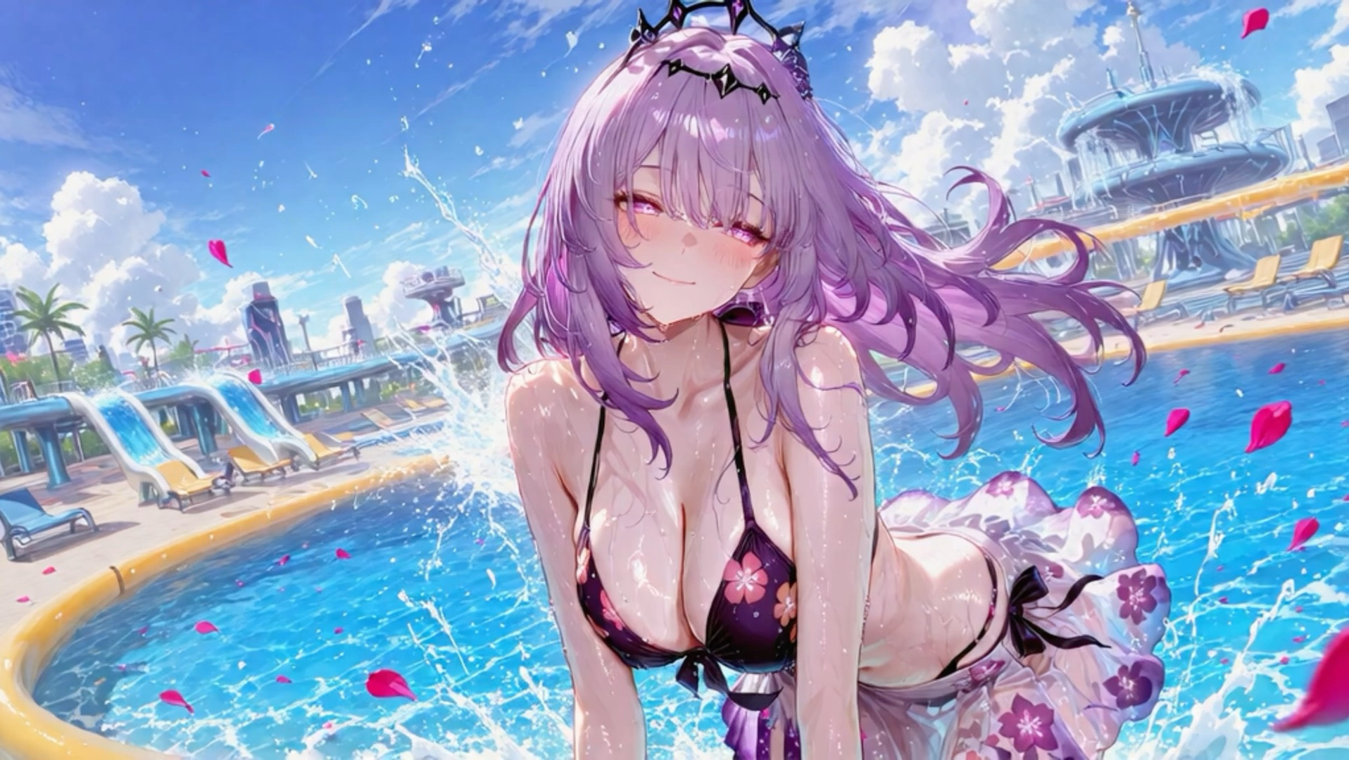 遐蝶超可爱水上乐园动画泳装壁纸