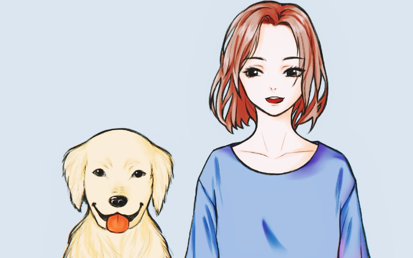 [板绘]约稿 小姐姐和金毛