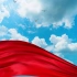 蓝色天空红飘带飞鸟背景视频素材