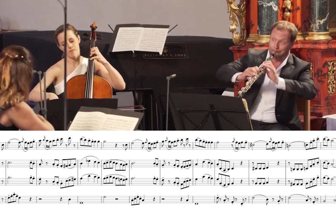 【曲谱同步】莫扎特 F大调双簧管四重奏 KV 370 mozart oboe quartet 大提Sol Gabetta_哔哩哔哩_bilibili
