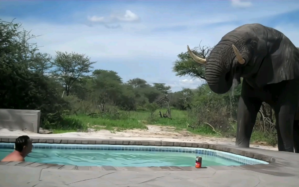 大象：“我就喝点水，你们继续”
