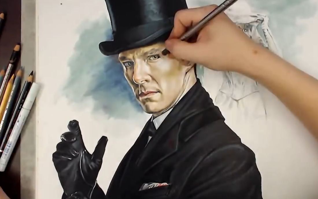 【大触手绘卷福】Drawing Benedict Cumberbatch (Sherlock) (drawholic)哔哩哔哩 (゜゜)つロ 干杯~bilibili