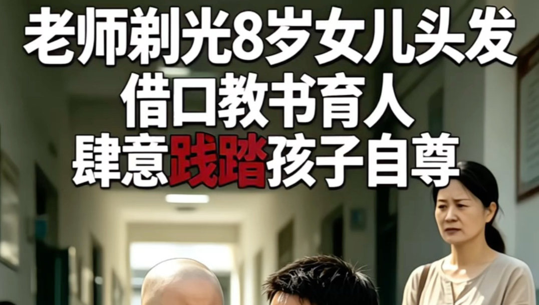 老师剃光，八岁女儿头发借口，教书育人，肆意践踏孩子自尊