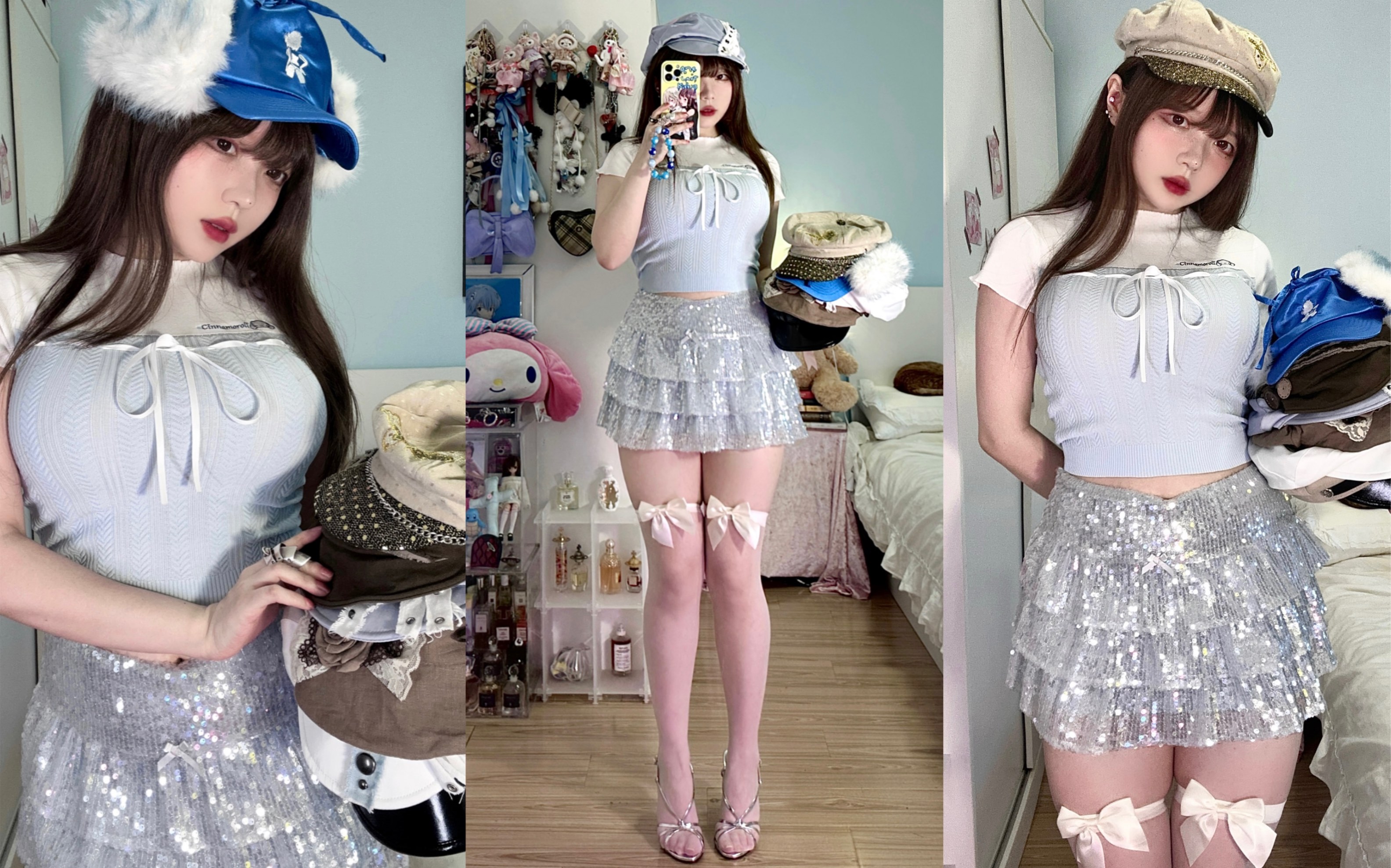 Meat legged hot girl's hat sharing ~ big head circumference is also spicy! ☆Smaller, chubby Japanese outfit
