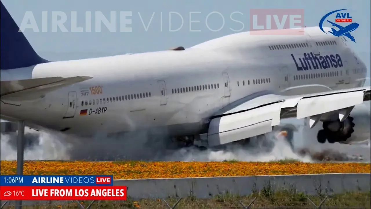 [转载] 汉莎航空 波音747-8I 在美国洛杉矶机场重着陆 2024-4-23(美国时间)