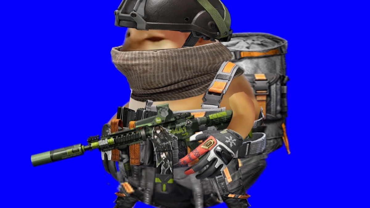 【暗区突围绿幕素材】站立狗1举枪跑步