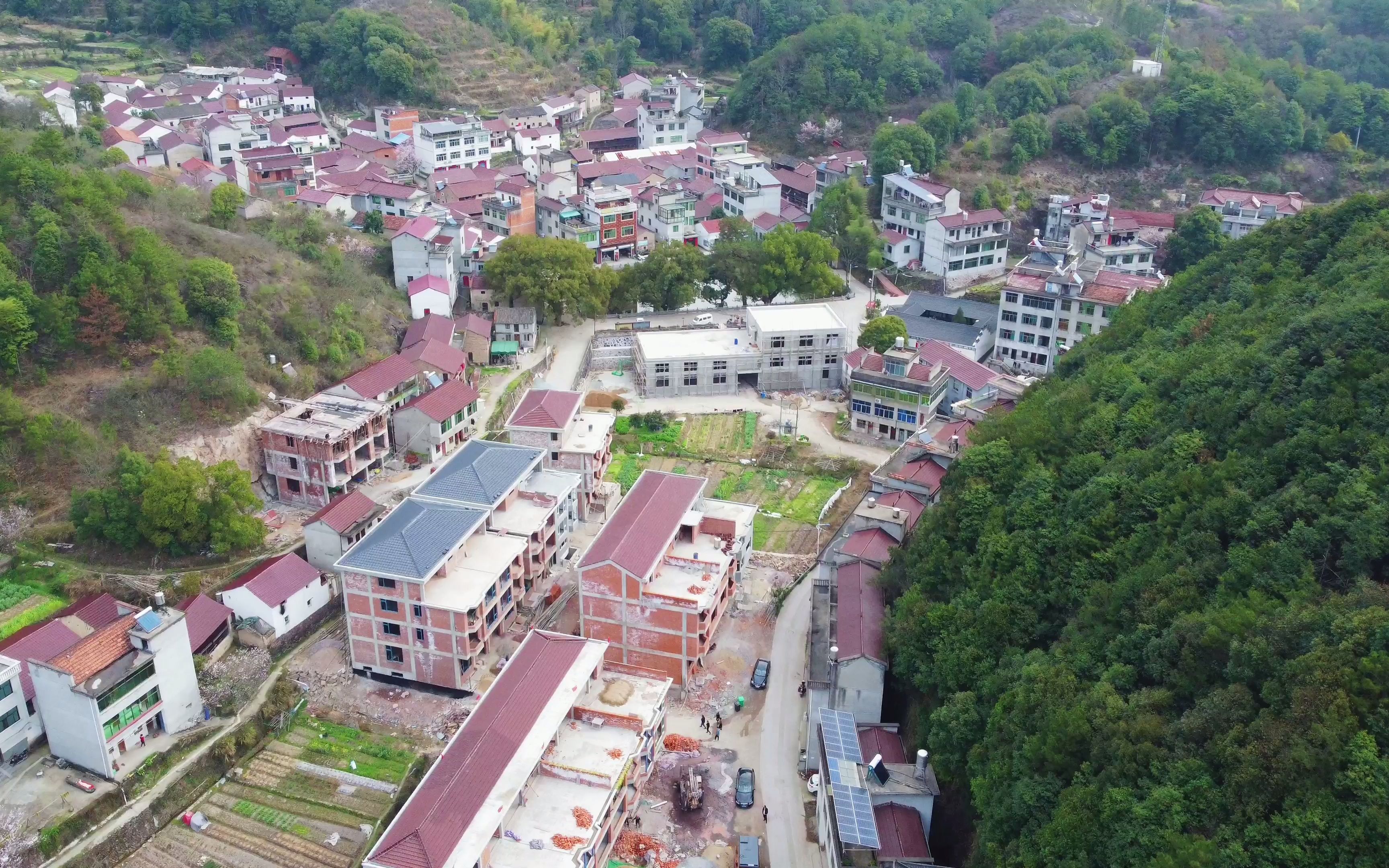 航拍浙江农村风景永康市花街镇杨坑村