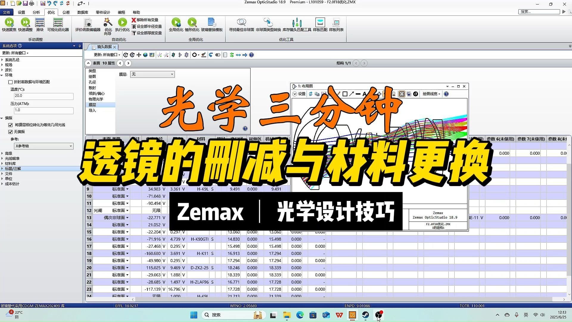 如何减少透镜数量及替换透镜材料以提升其优化效果 ||光学三分钟17