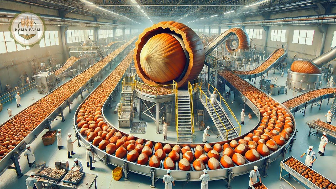 榛子的种植与收割，榛子以及如何在加工厂处理榛子