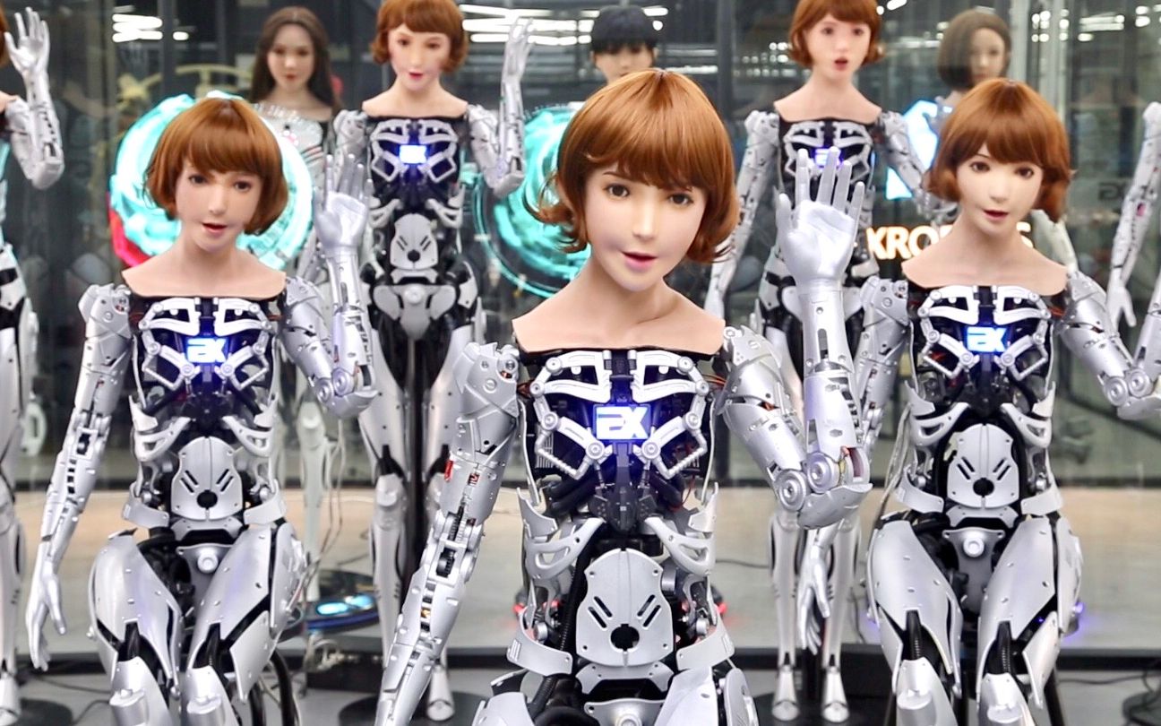 高仿真美女机器人ex仿生人形服务机器人宣传片ex机器人公司
