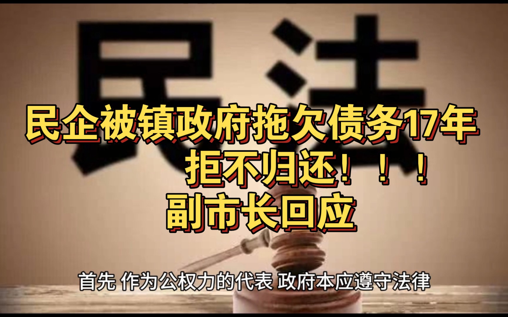 民企被镇政府拖欠债务17年 副市长回应哔哩哔哩bilibili