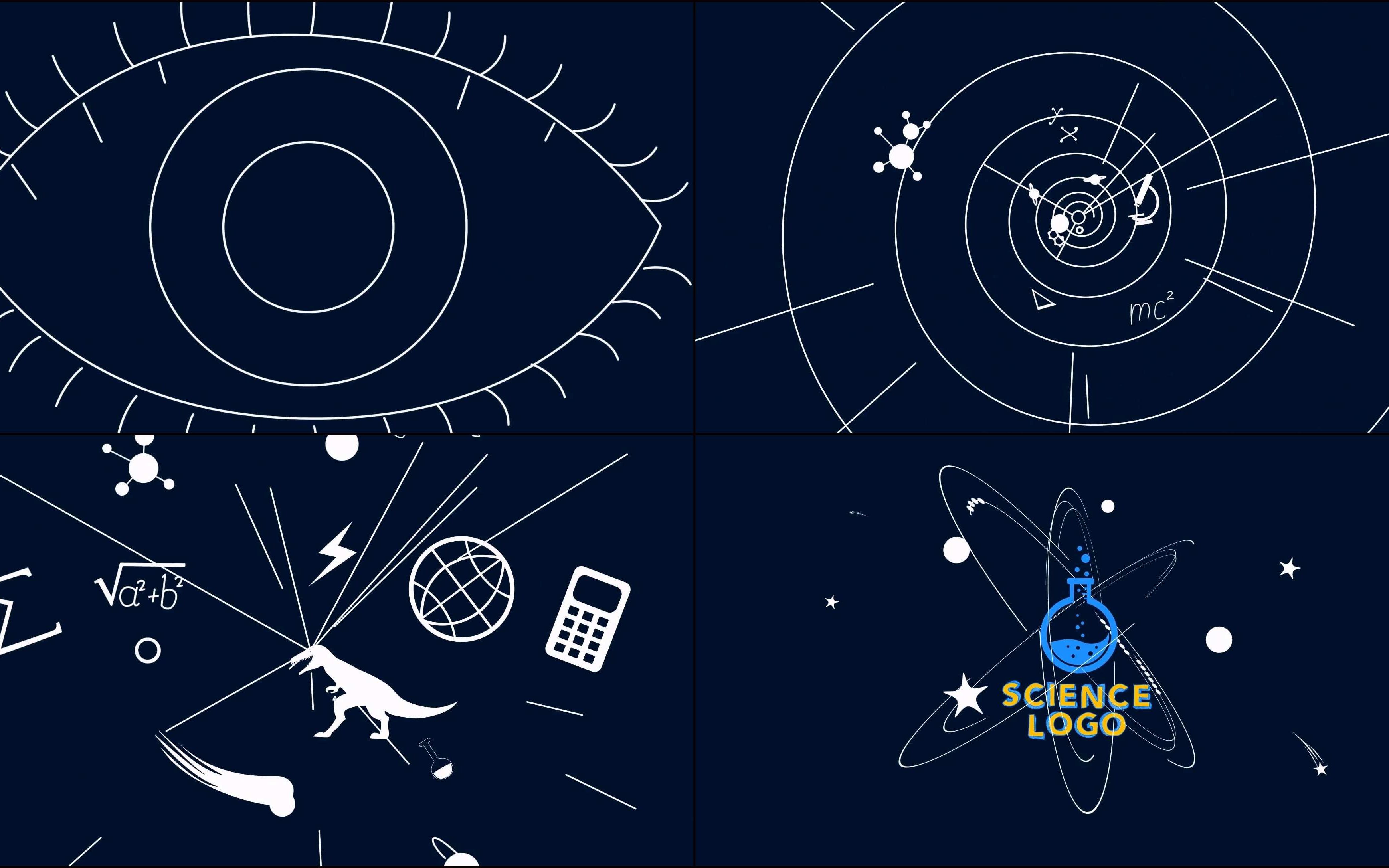 AE模板-少儿科学栏目片头 物理学化学教育历史大学自然研究校园科普片头 知识风暴头脑风暴生活大爆炸眼镜漩涡