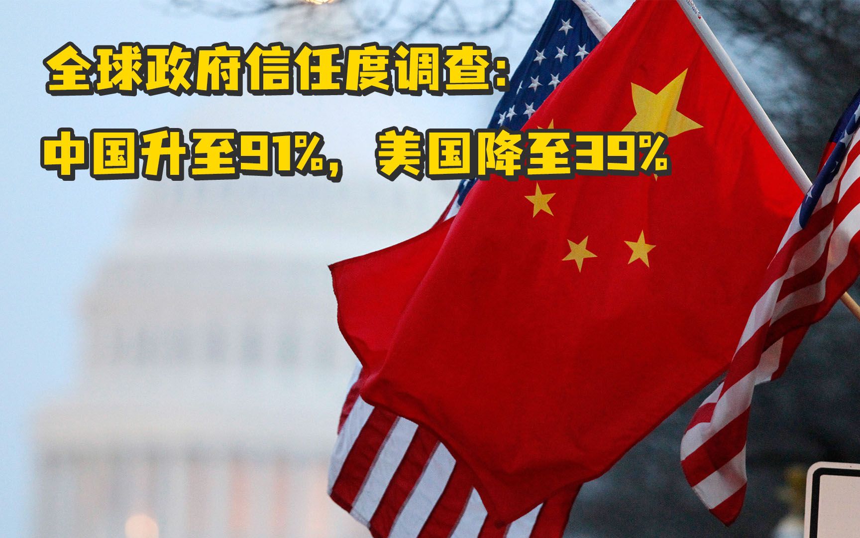 全球政府信任度调查：中国升至91%，美国降至39%