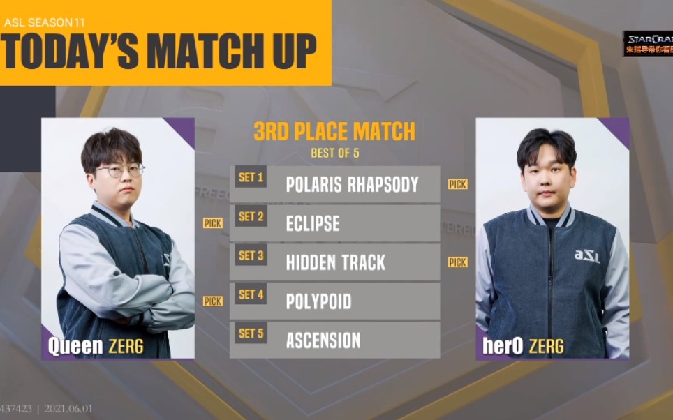 ASL11 3/4名赛 Zero vs Hero BO5 朱指导猜本座Kid解说