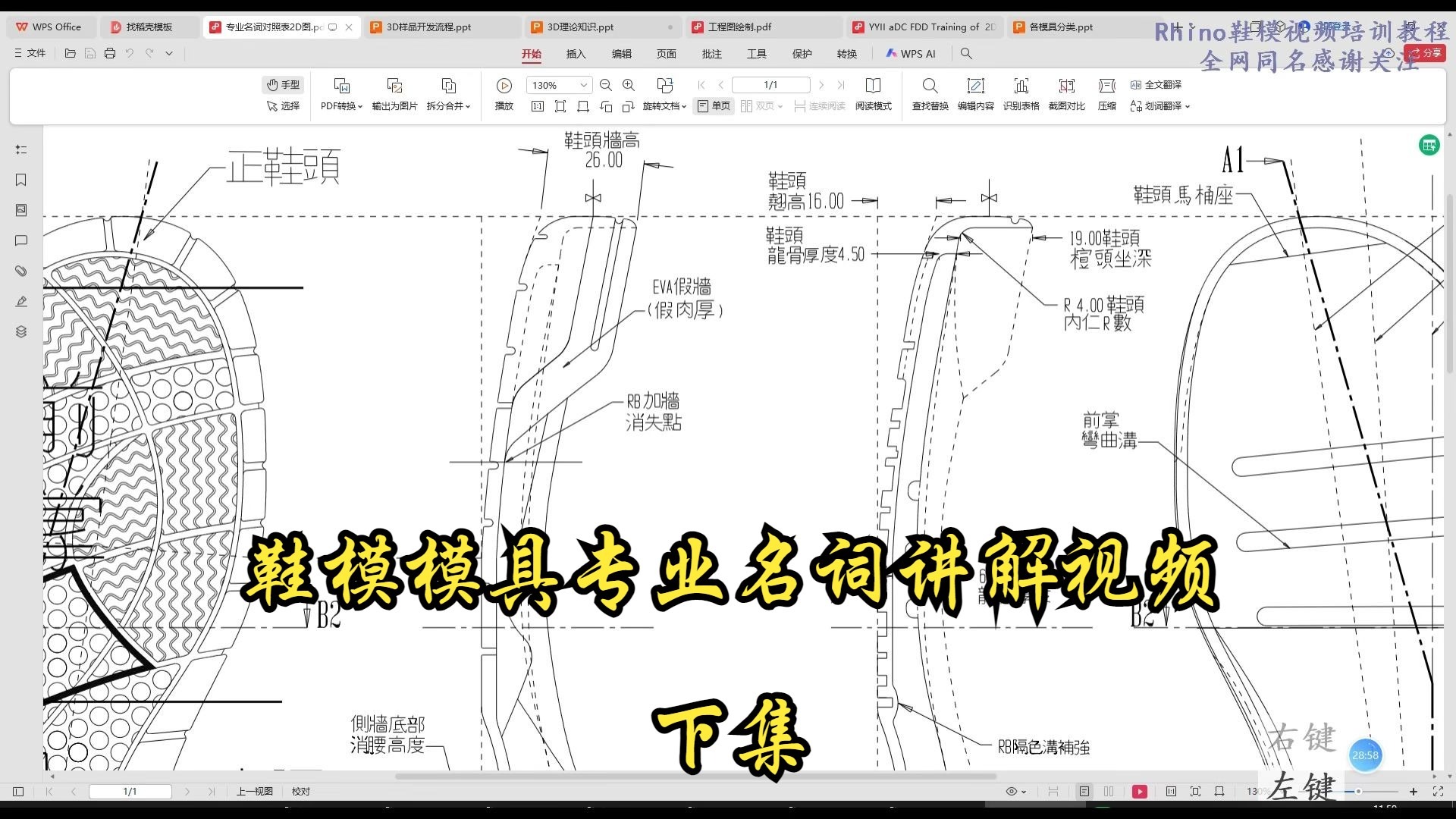鞋模模具专业名词讲解视频-下集