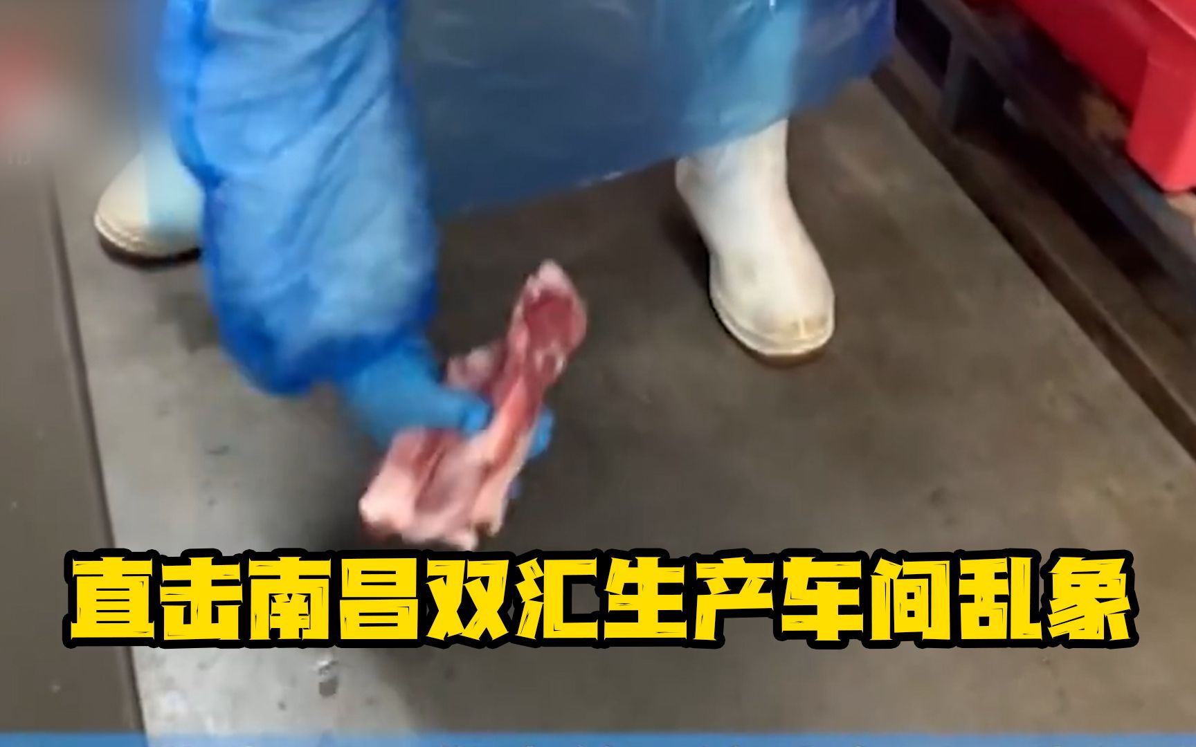 南昌双汇生产车间乱象：服装发臭、猪排落地直接装袋