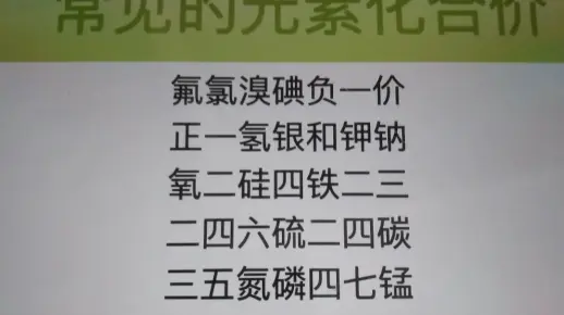 常见的元素化合价口诀表