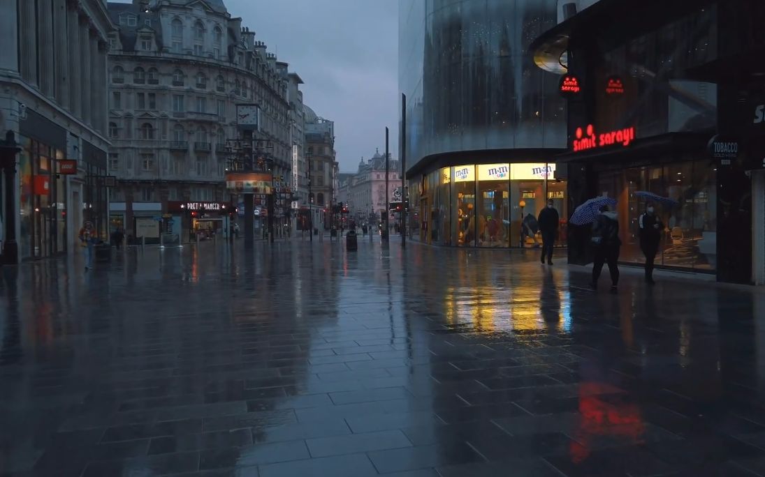 【超清英国】漫步清晨雨中的伦敦西区城市街景 2020.10