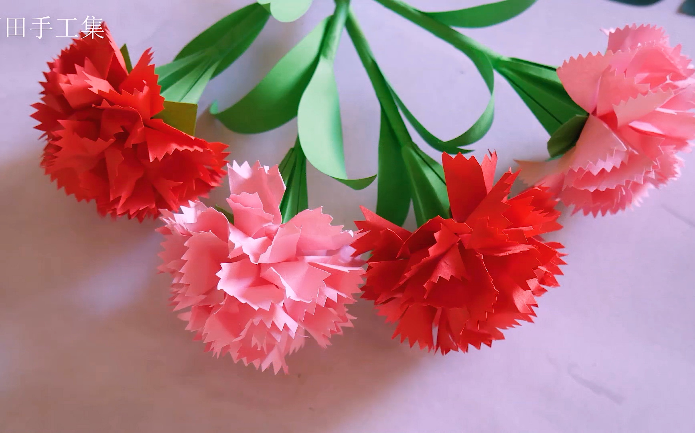 皱纹纸康乃馨的简单做法╭★肉丁网