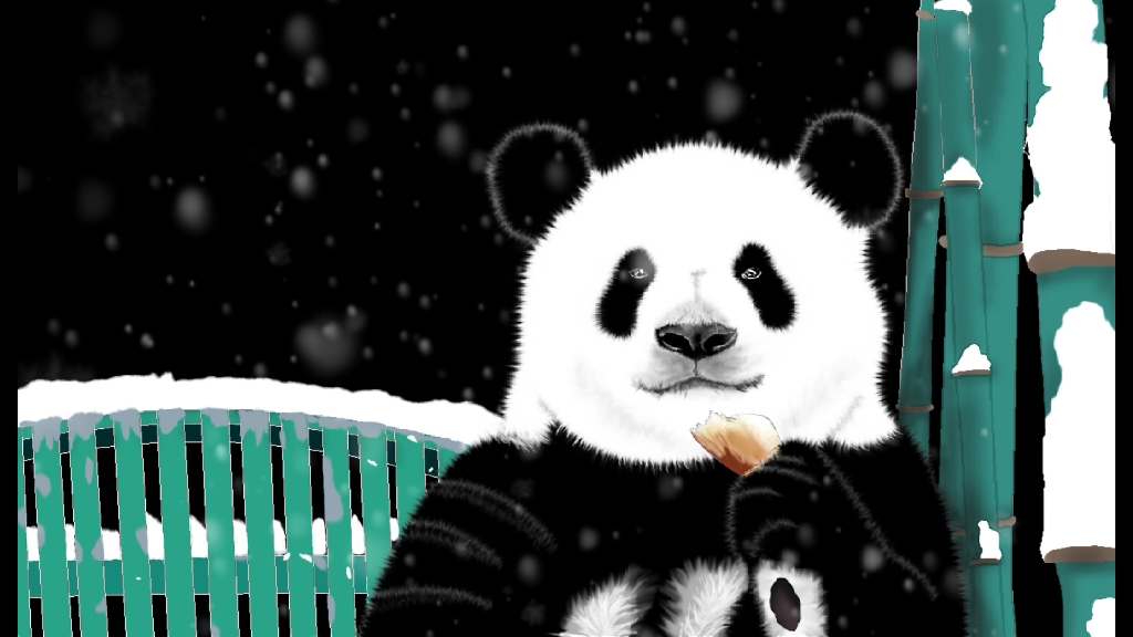 萌兰名场面之雪中吃笋，从此有了熊猫界霍建华称号