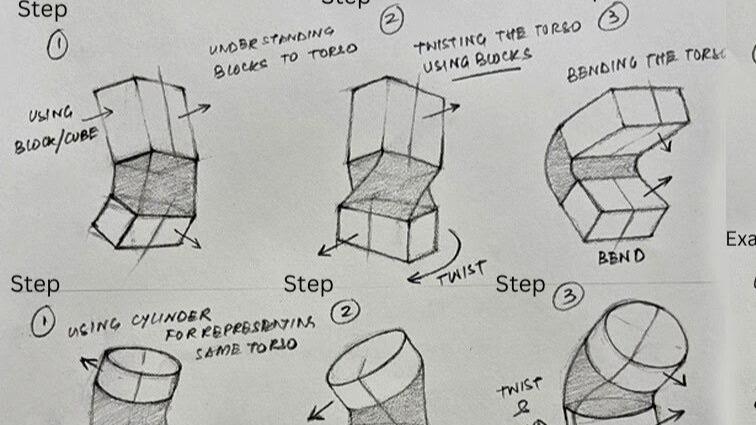 ZonVas-用基础方块和圆柱体快速绘制躯干 | 核心步骤解析
