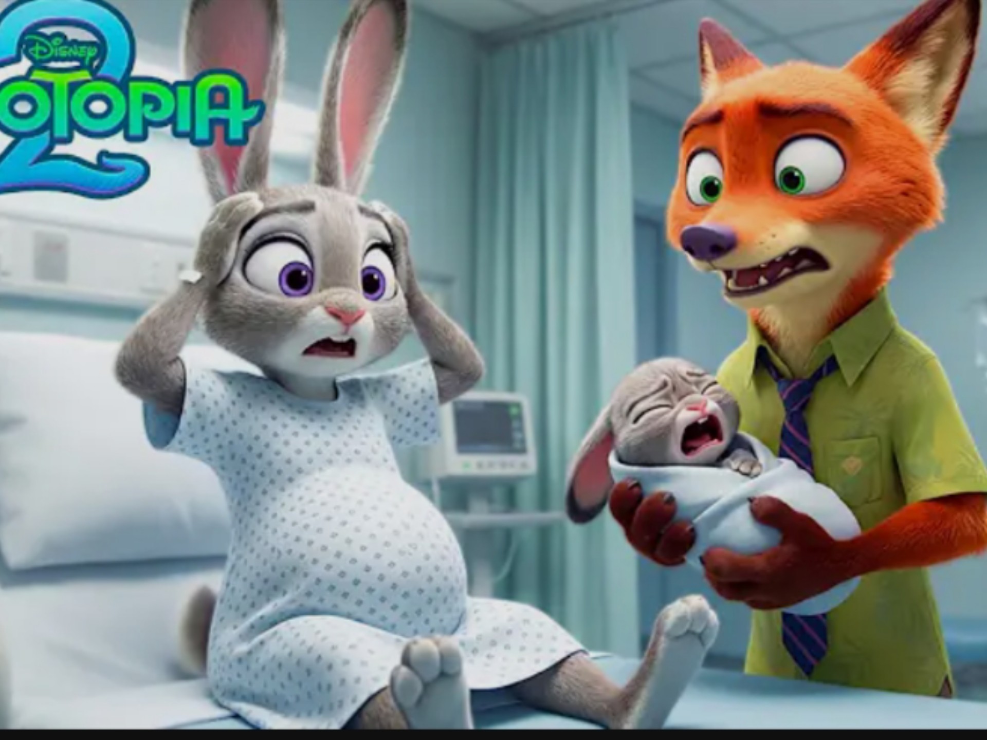 尼克陪朱迪做孕检，朱迪生子