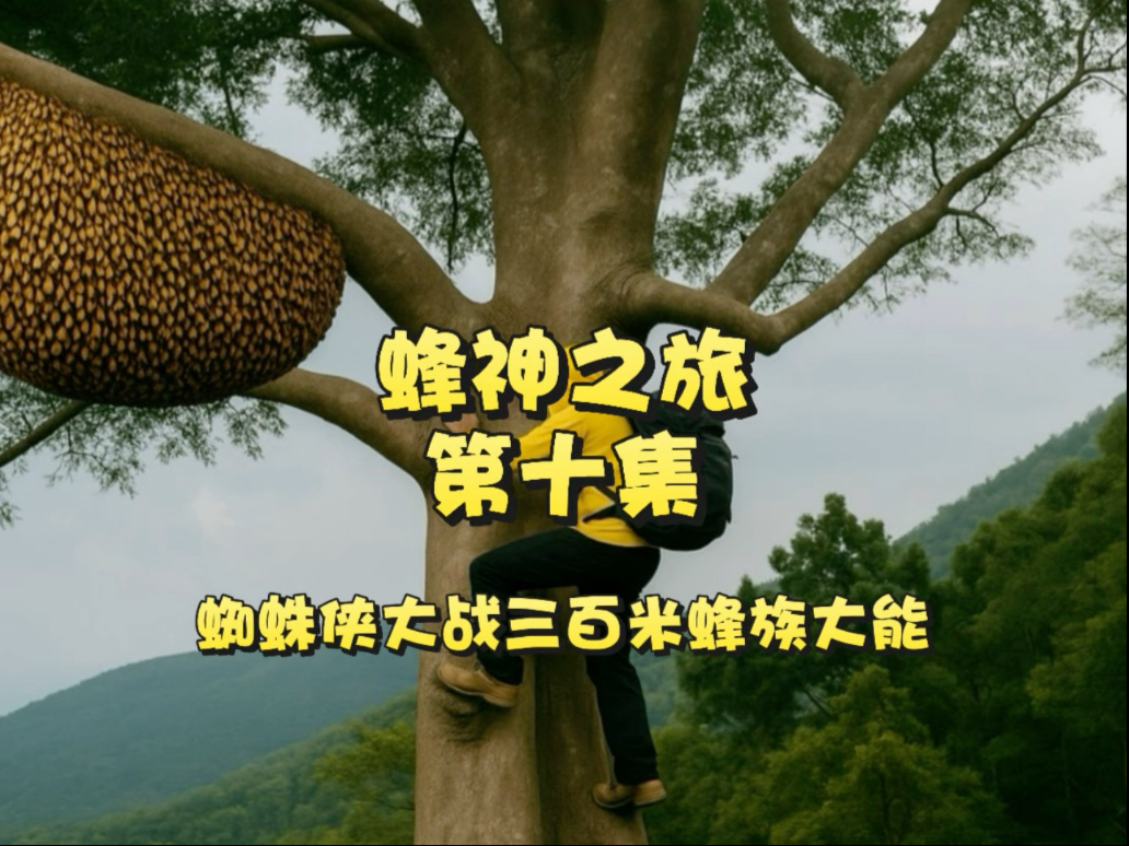 蜘蛛侠徒手攀爬三百米高的参天大树，采摘野生蜂蜜，完成蜂神之旅#记录 #蜜蜂 #大挂蜂