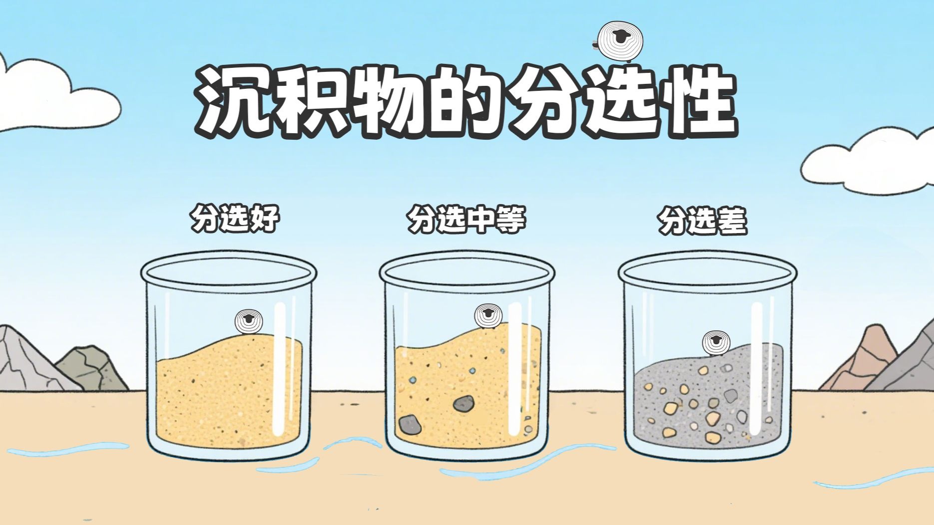 沉积物的分选性，真考挺多的，这个得单独讲讲！【羊羊地理｜手绘动画136】