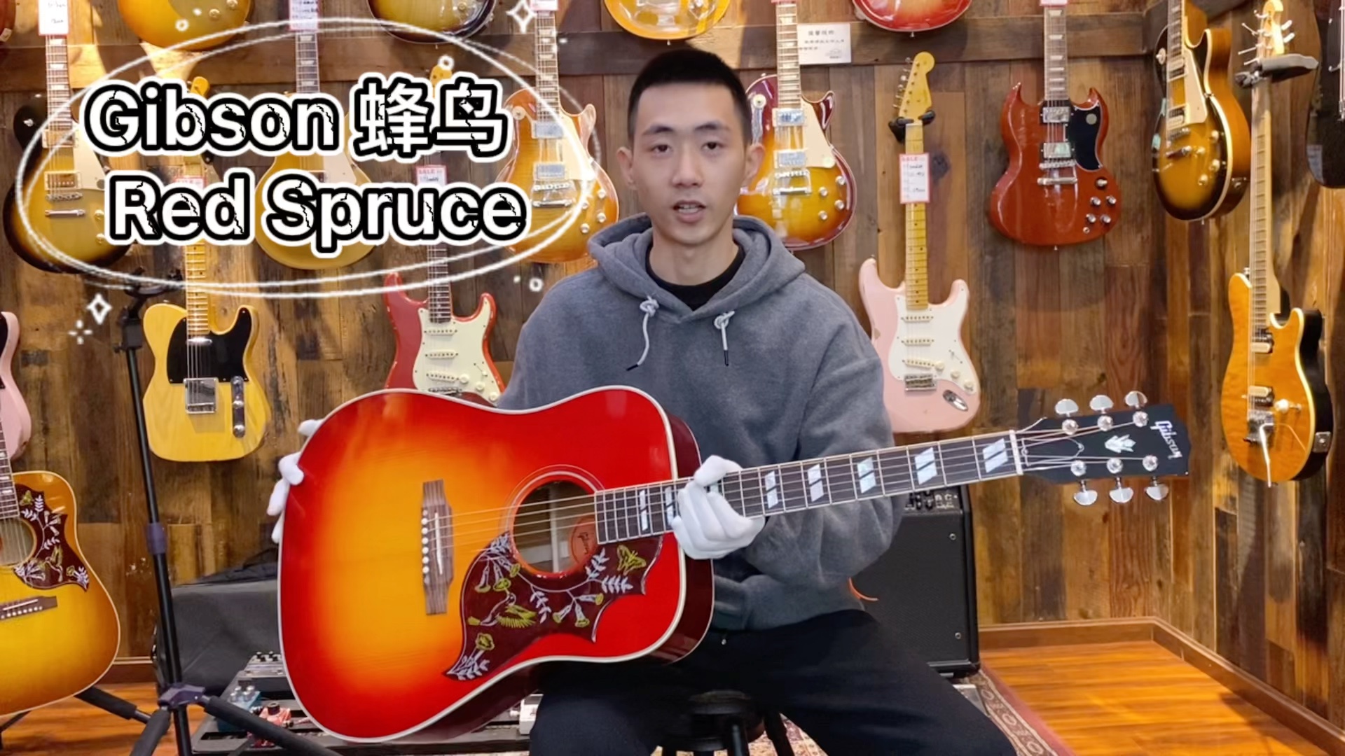 吉普森Gibson Hummingbird蜂鸟 Red Spruce阿迪朗达克红果云杉限量版民谣吉他 成都海鸥琴行解说视听