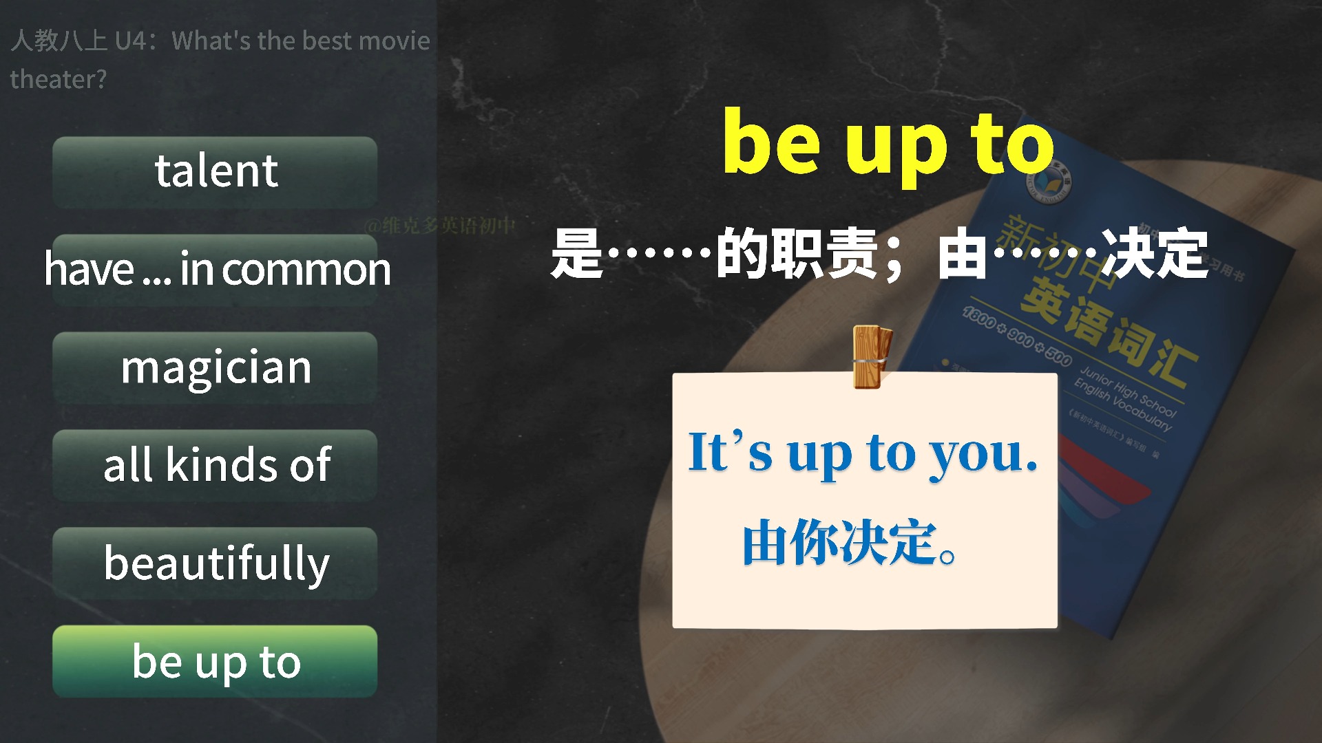 维克多英语单词领读视频 | 人教版 | 八年级上册 | 初二 | 第4单元 | Unit 4