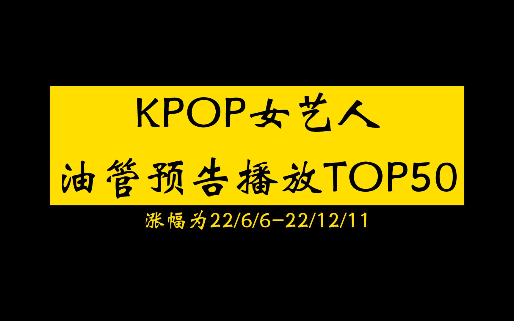 千万级播放的预告！万众瞩目的回归！KPOP女艺人油管预告播放TOP50！