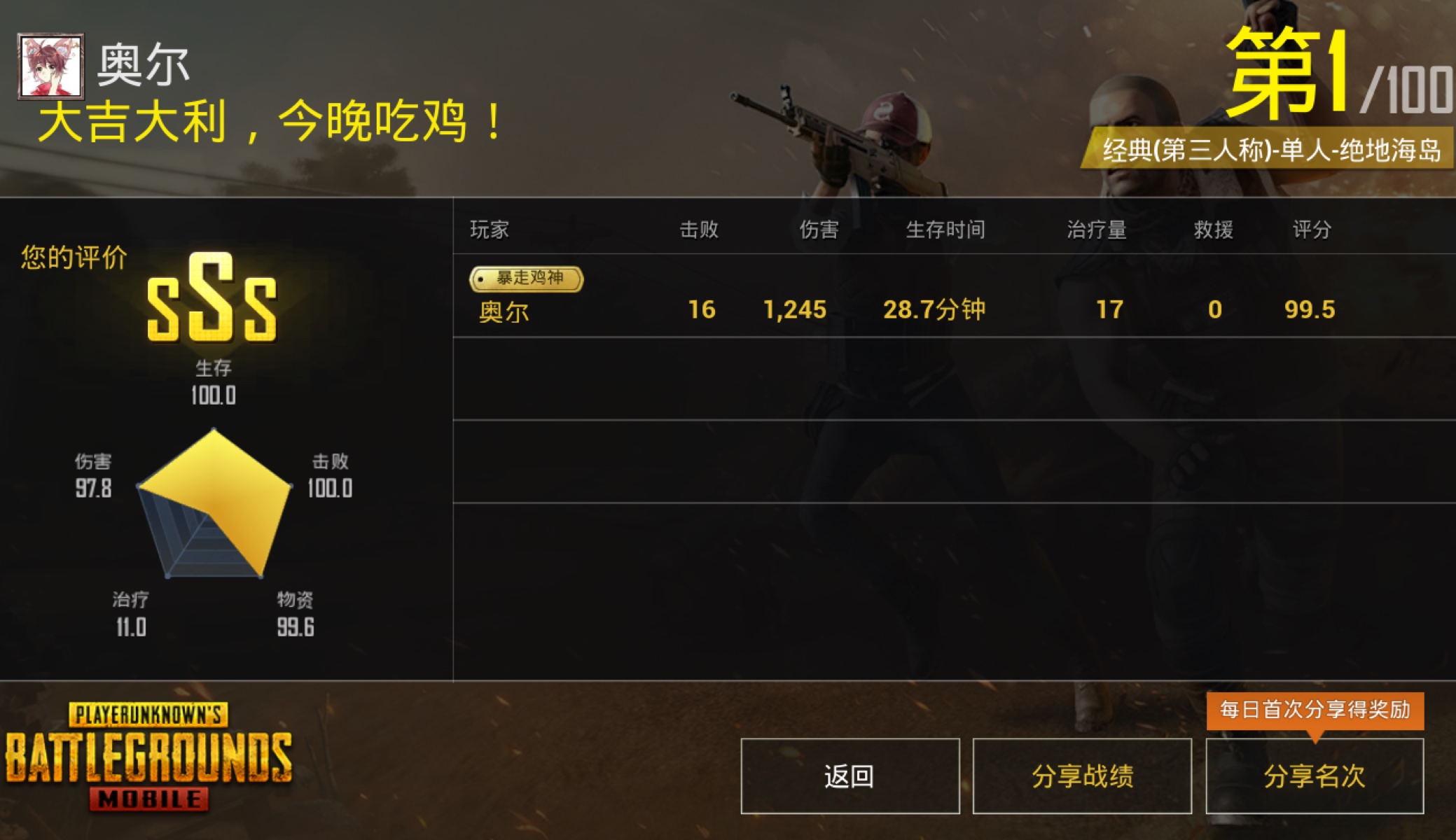 奥尔noneuzual pubg mobile(吃鸡国际服):决赛圈一把手枪,轻松吃鸡!