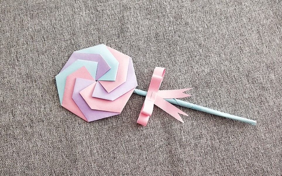 折纸棒棒糖教程，制作超简单，小朋友的最爱