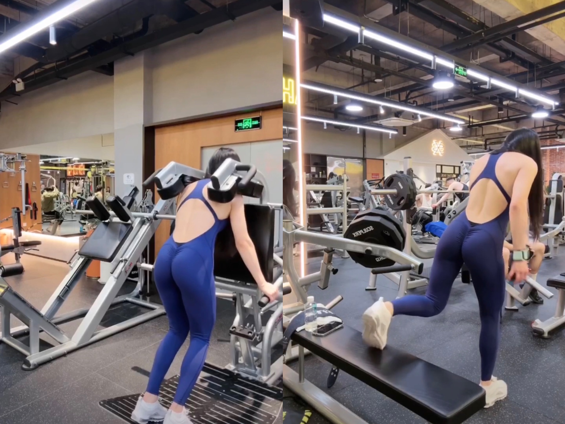 Gym huck deep squat glute leg workout.