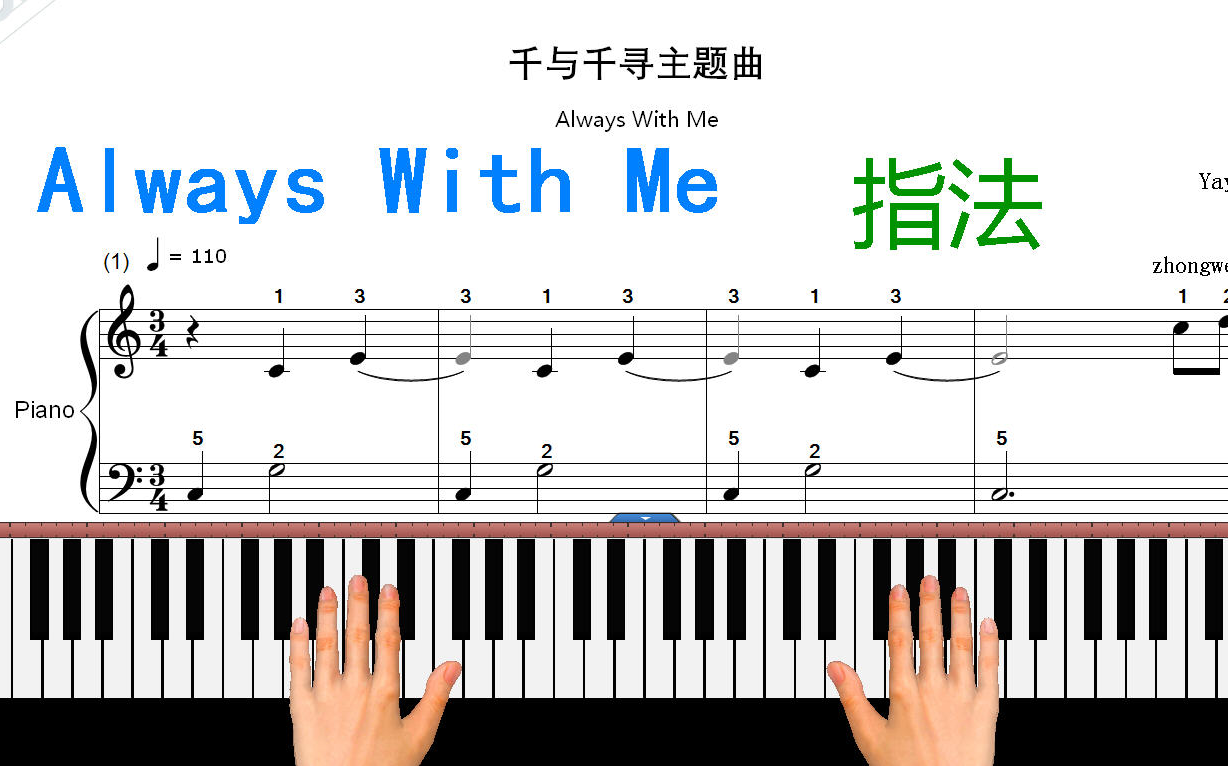 怎么说：【钢琴】千与千寻 《Always with me》♫指法[1次更新]的第1张示图