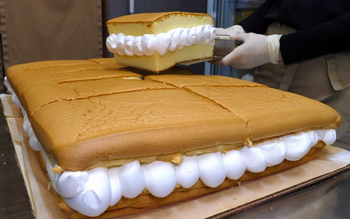 看看韩国是如何制作超巨大的卡斯特拉蛋糕