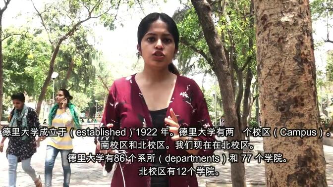 印度学生用中文介绍德里大学, 小姐姐是中文专业的