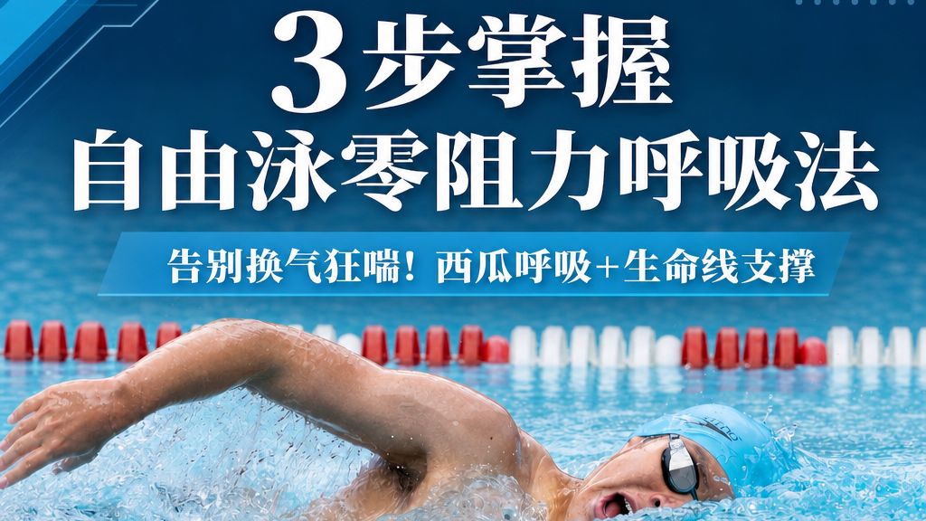 告别换气狂喘！西瓜呼吸+生命线支撑3步掌握自由泳呼吸法