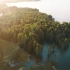 【4k】航拍四明湖落日-余晖下的水杉林