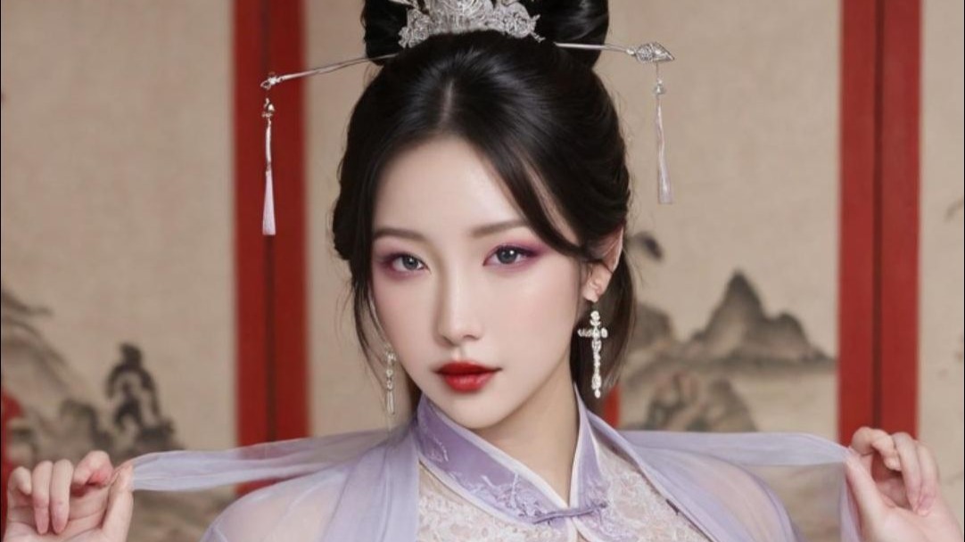 红蜡烛移桃叶起，紫罗衫动拓枝来。