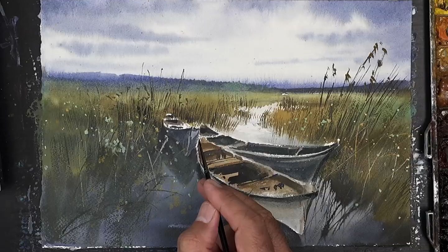 湿地水彩小船简易教程——分步详解 -- Javid Tabatabaei
